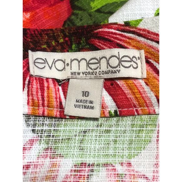 Eva Mendes New York & Co. Maddie Skirt Floral Red A Line Pleated Size 10 New - Picture 6 of 10